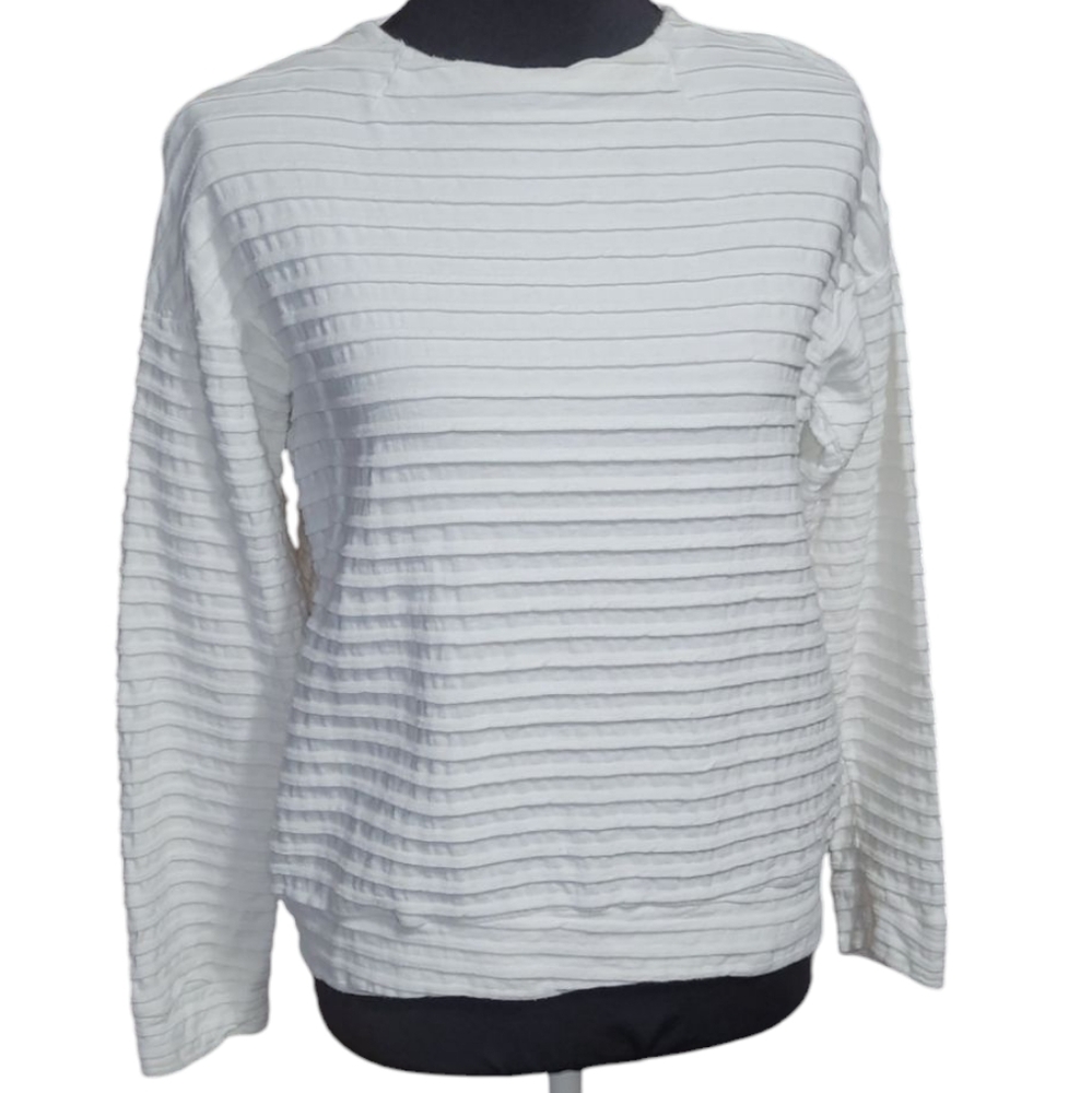 ao white large-ribbed crewneck sweater Size S made in Argentina